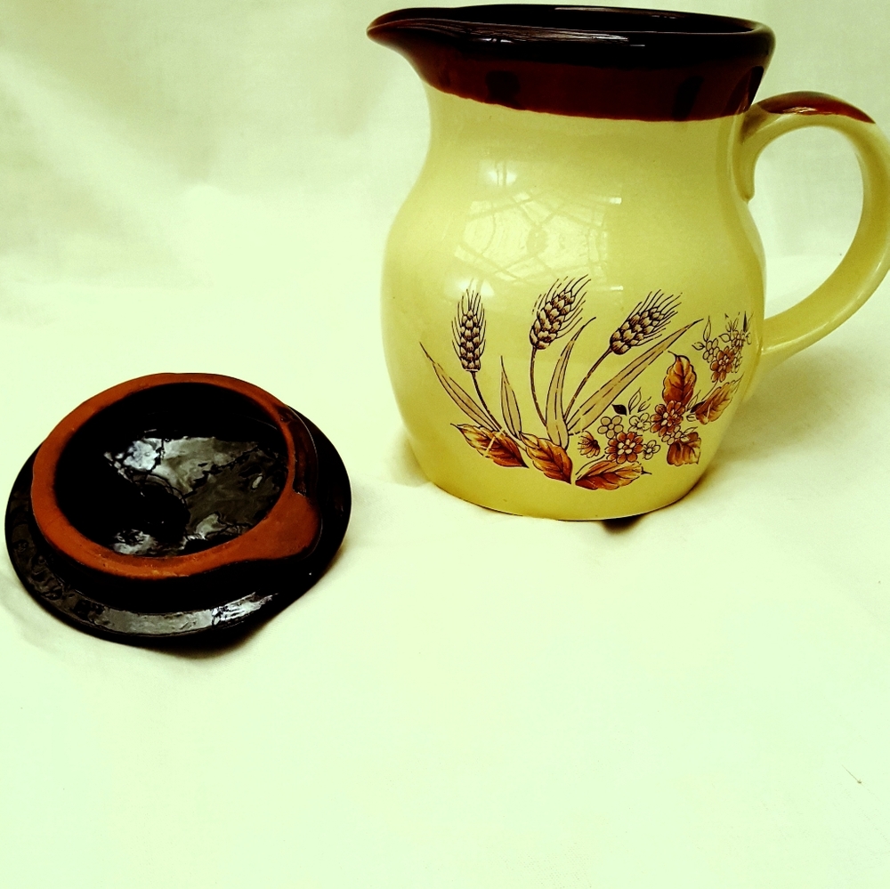 Woolworth Vintage Jug. Glazed. With lid. Wheat.